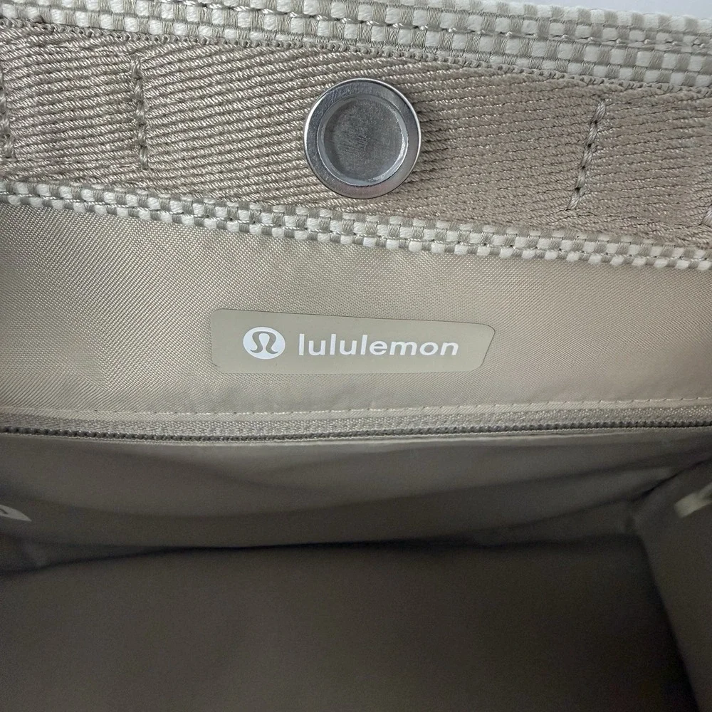 Lululemon Purse Two Tone Canvas Mini Tote Bag 4.5L In Mojave Tan/ Light Ivory